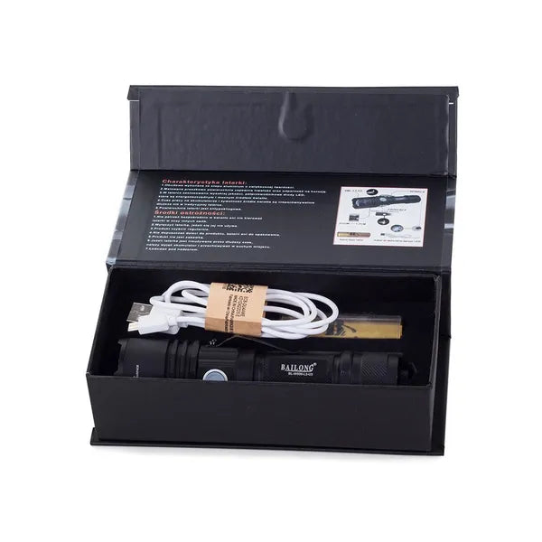 Bailong W556 taktikai zseblámpa, CREE XM-L3-U3 LED, USB, 400 m hatótáv