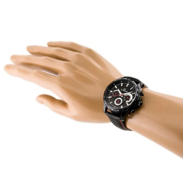 G. Rossi férfi karóra, japán Seiko szerkezet, fekete bőr, WR50, dátum