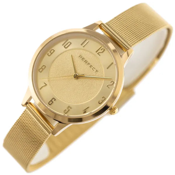 Perfect F387-03 női karóra, arany szín, fém szíj, 32 mm tok, díszdobozzal