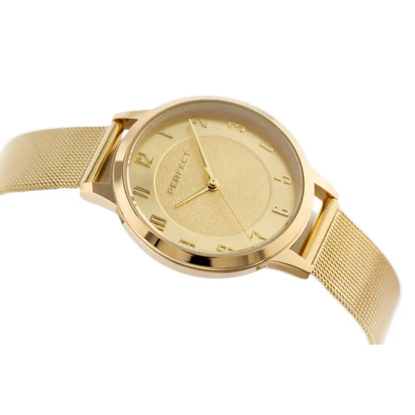 Perfect F387-03 női karóra, arany szín, fém szíj, 32 mm tok, díszdobozzal