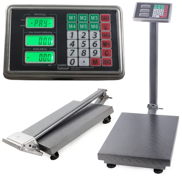 Elektromos platformmérleg LCD kijelzővel, 100 kg, ármemóriával