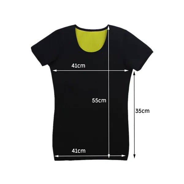 Női neoprene karcsúsító rövid ujjú sportpóló, fekete, XL méret