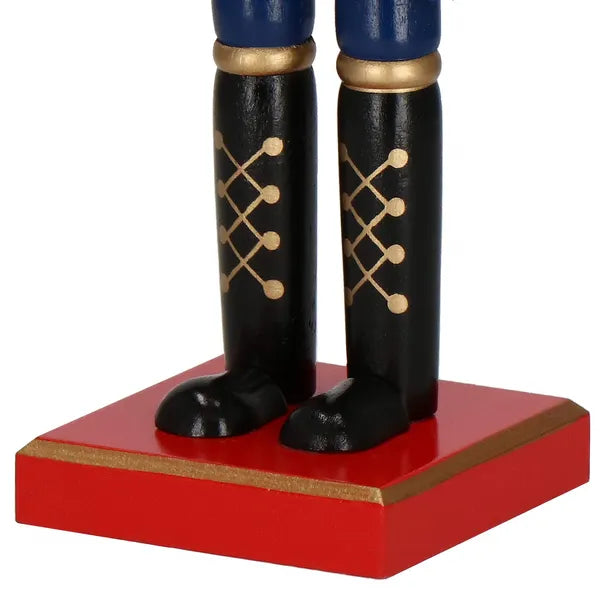 Fa diótörő figura dobverőkkel, piros-zöld, 38 cm karácsonyi dekor