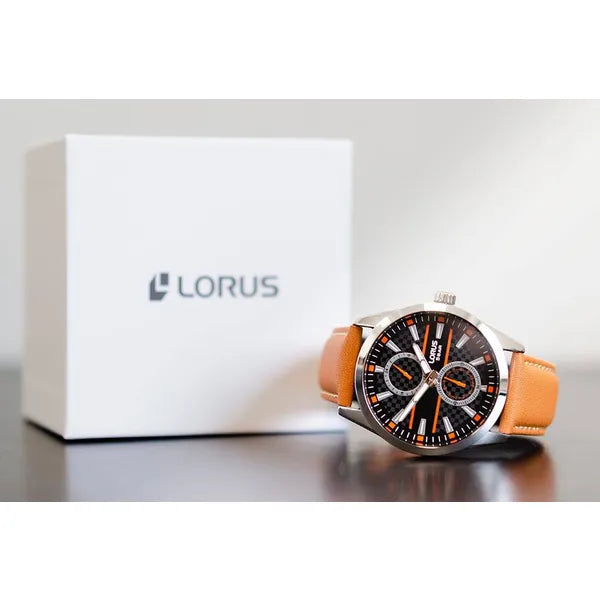Lorus R3A61AX9 férfi karóra, quartz, 41 mm, ezüst tok, barna bőrszíj