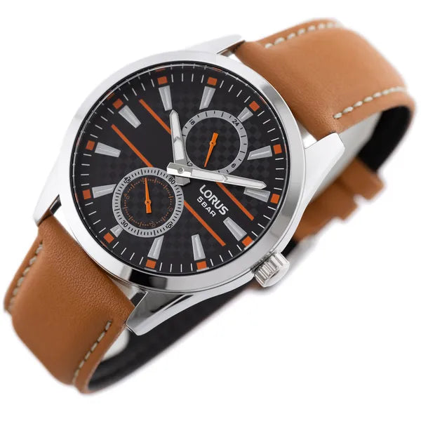 Lorus R3A61AX9 férfi karóra, quartz, 41 mm, ezüst tok, barna bőrszíj