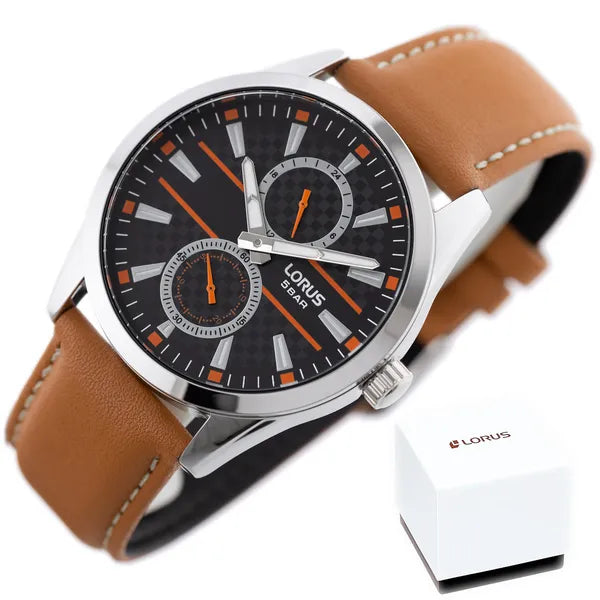 Lorus R3A61AX9 férfi karóra, quartz, 41 mm, ezüst tok, barna bőrszíj