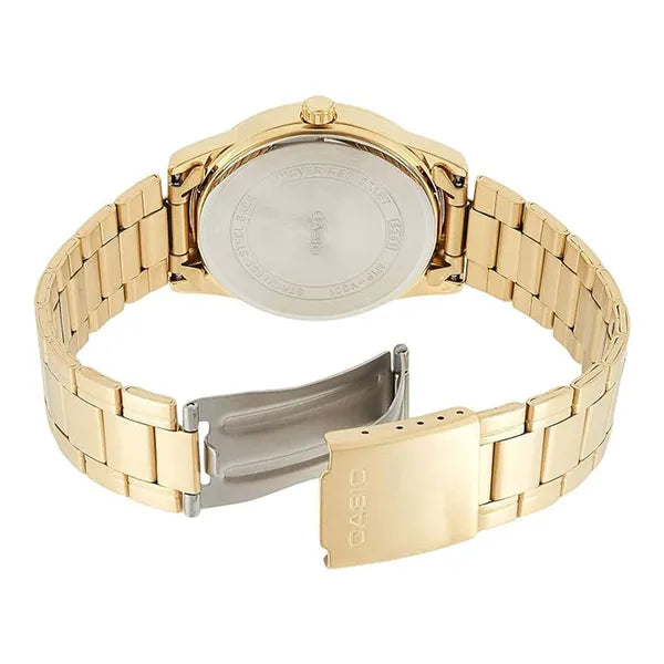 Casio MTP-V001G-9B férfi arany rozsdamentes acél kvarc karóra, 38 mm