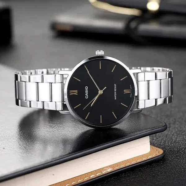 Casio női karóra LTP-VT01D-1B rozsdamentes acél szíj, fekete számlap