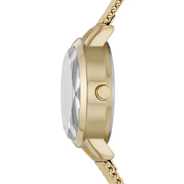 DKNY NY6631 SOHO női ajándékszett karóra, arany acél/zöld bőr szíj