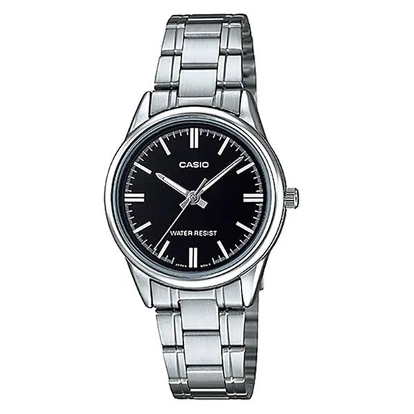 Casio női karóra LTP-V005D-1A, rozsdamentes acél, 28 mm, fekete számlap
