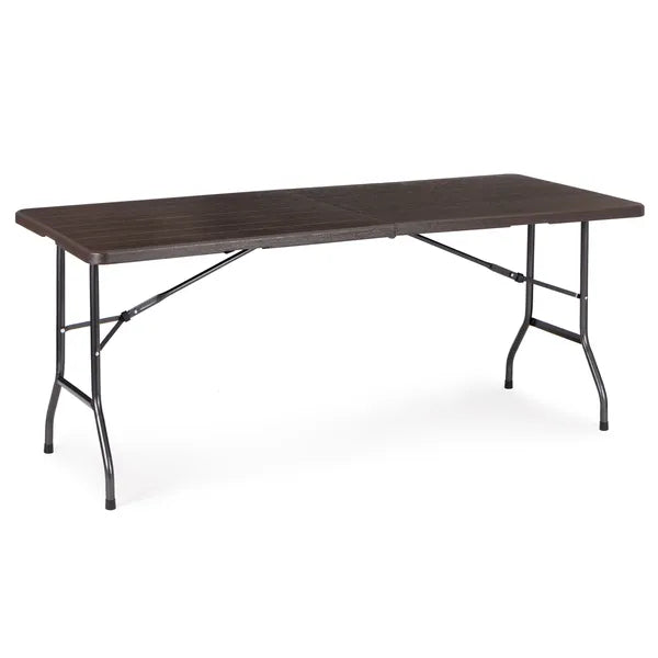 Összecsukható bankett- és kerti asztal, 180×74 cm, barna HDPE, vízálló