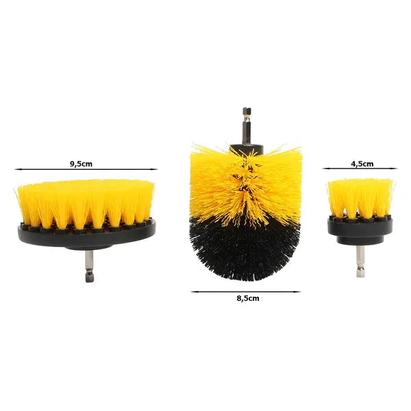 Tisztítókefe készlet fúrógéphez, 3 db, strapabíró nylon sörtékkel