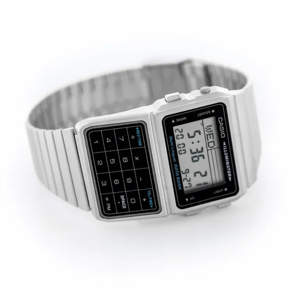 Casio Vintage Databank DBC-611-1D férfi digitális karóra ezüst WR30