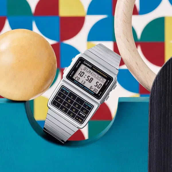 Casio Vintage Databank DBC-611-1D férfi digitális karóra ezüst WR30