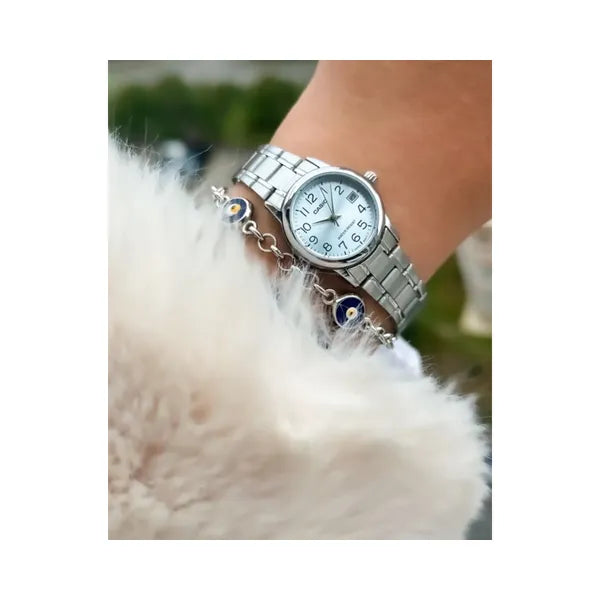Casio Collection női karóra, rozsdamentes acél, türkiz számlap, WR30