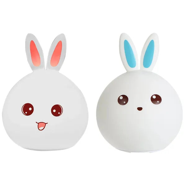 LED nyuszi éjszakai fény RGB, USB tölthető, távirányítós, szilikon, 15,5 cm