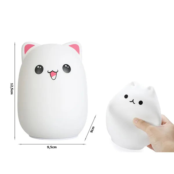 Szilikon macska LED éjszakai fény RGB érintésvezérléssel, USB tölthető