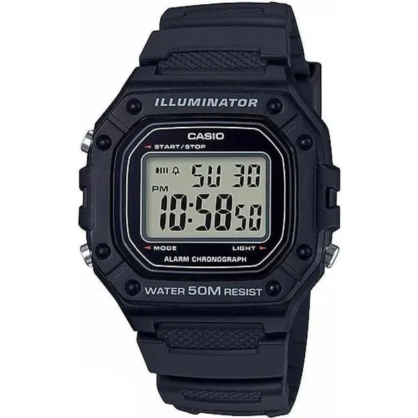Casio W-218H-1A férfi digitális sport karóra, fekete, WR50