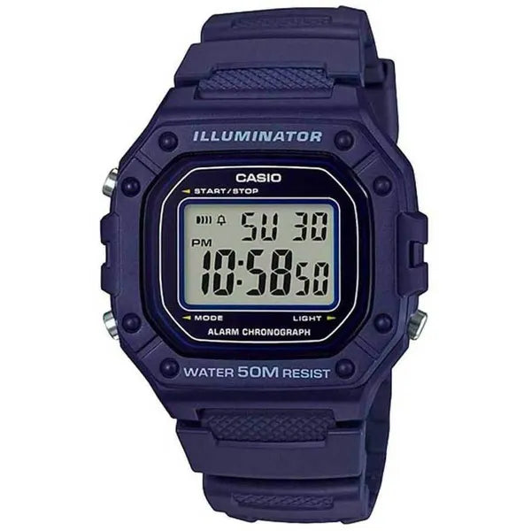 Casio W-218H-2A férfi digitális karóra, WR50 vízállóság, LED, kék