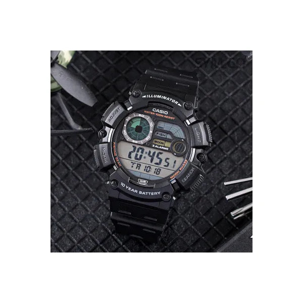 Casio WS-1500H-1A férfi digitális sportóra WR100, holdfázis