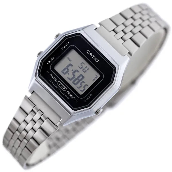 Casio Vintage LA680WA-1 női digitális karóra, acél szíj, WR30