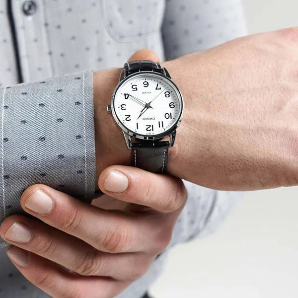 Casio MTP-1303L-7BVDF férfi karóra, bőrszíj, fehér számlap, WR50