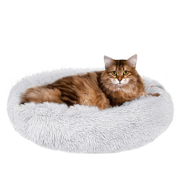 Cozy plüss kutyafekhely 80 cm, szürke, kerek, csúszásgátló