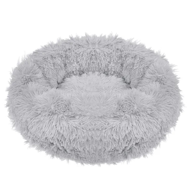 Cozy plüss kutyafekhely 80 cm, szürke, kerek, csúszásgátló
