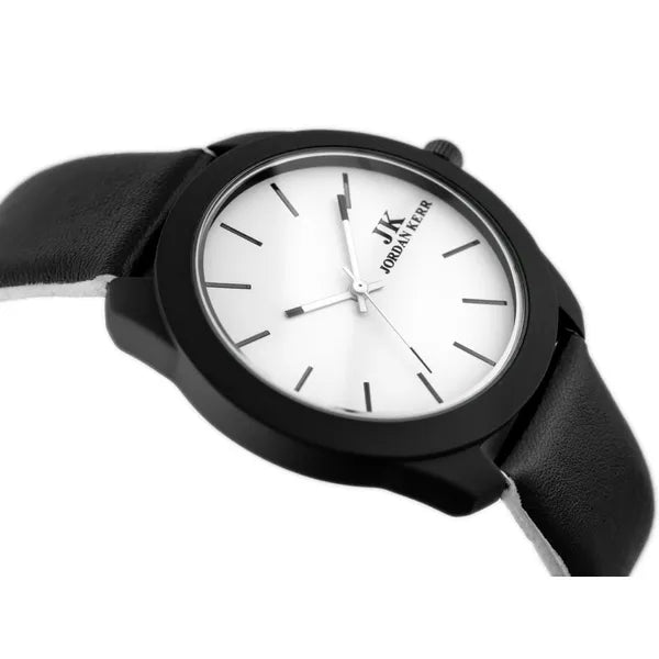 Férfi quartz karóra 45 mm, fekete textilszíj, fehér számlap