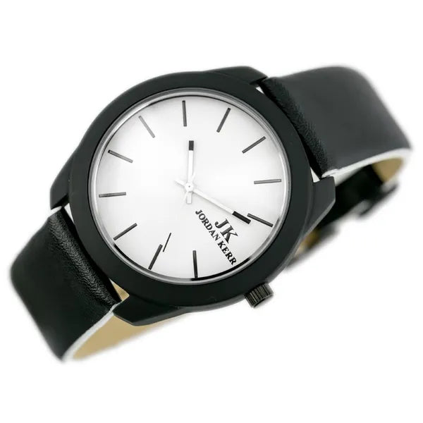 Férfi quartz karóra 45 mm, fekete textilszíj, fehér számlap