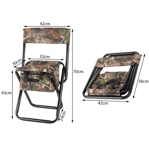 Összecsukható horgászszék háttámlával, hűtő rekesszel és hordtáskával 70 cm
