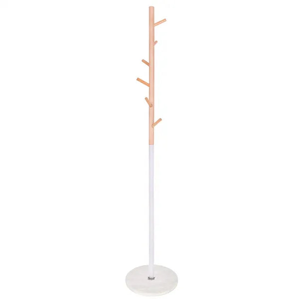 Álló ruhafogas 6 akasztóval, 172 cm, fehér fa-hatású