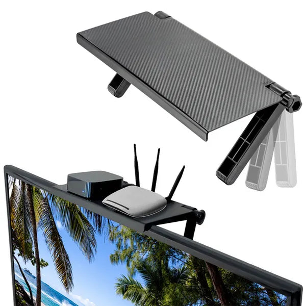 Állítható fekete TV fölé helyezhető polc 29,5×16 cm, 3 kg teher