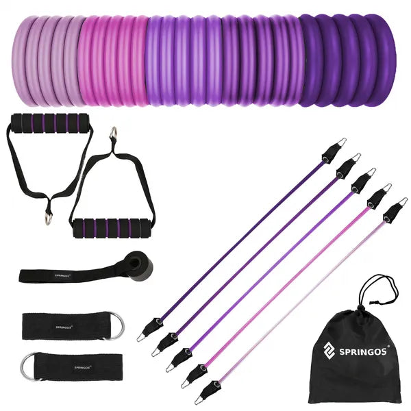 Fitnesz expander szett 5 gumiszalaggal, ajtóhorggal, 4.5-22.7 kg ellenállás