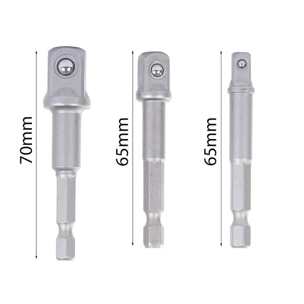 Acél bit adapter készlet csavarozókhoz, 1/4''–3/8''–1/2'', 3 db