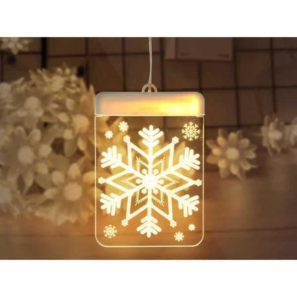 3D kétoldalas karácsonyi ólomüveg ablakdísz, melegfehér LED, elem
