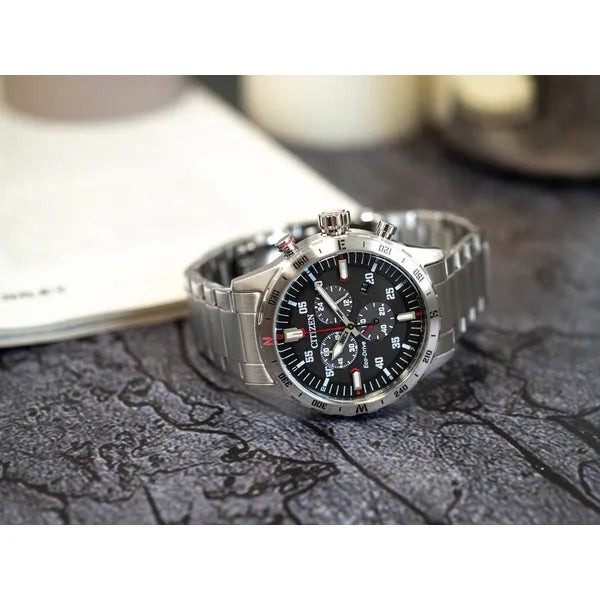 Citizen Eco-Drive férfi kronográf karóra AT2520-89E, 43 mm, acél, WR100
