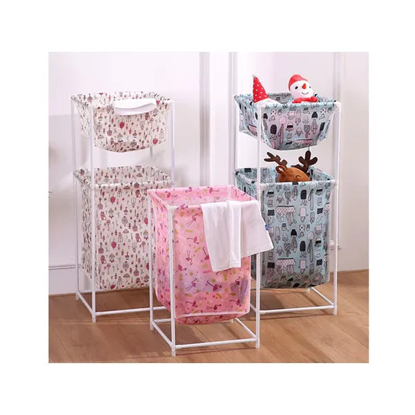 Dupla polcos szennyestartó kosár, 40 l, 85×33×33 cm