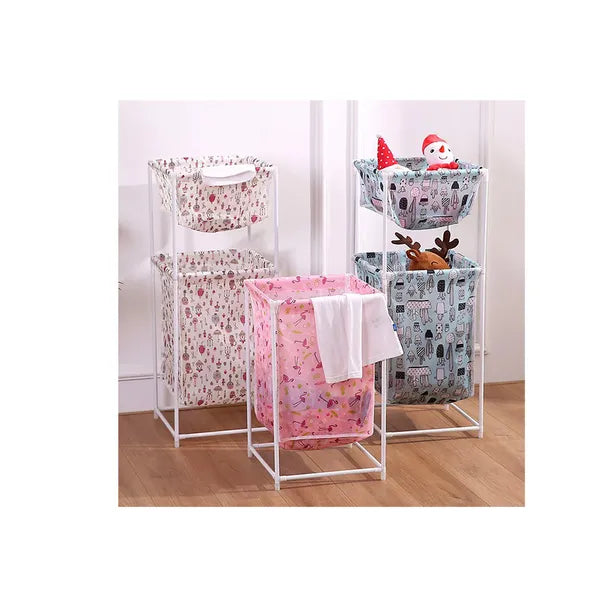 Dupla polcos szennyestartó kosár, 40 l, 85×33×33 cm