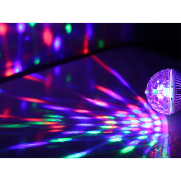RGB forgó diszkó LED izzó E27 foglalat, 3 W, 120° szórásszög, party fény