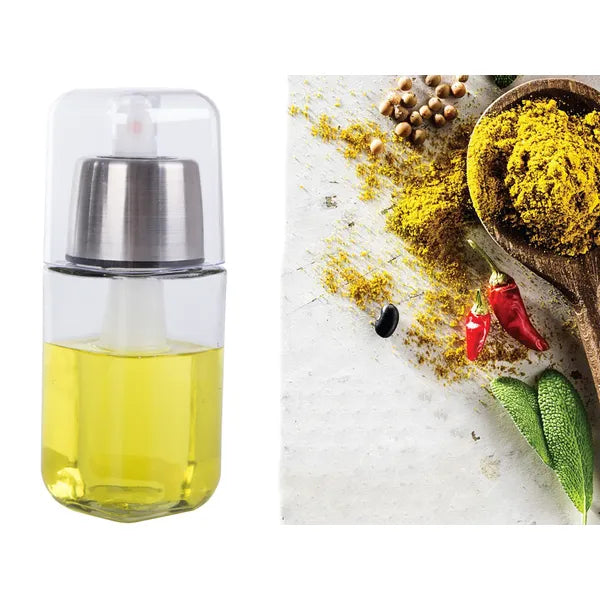 Pumpás 180 ml üveg olaj- és ecetpermetező ezüst színben
