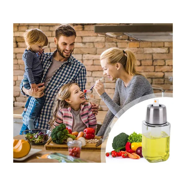 Pumpás 180 ml üveg olaj- és ecetpermetező ezüst színben