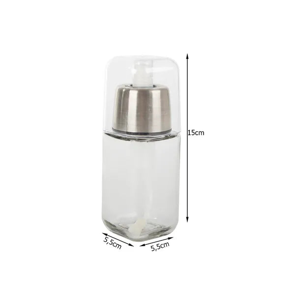 Pumpás 180 ml üveg olaj- és ecetpermetező ezüst színben