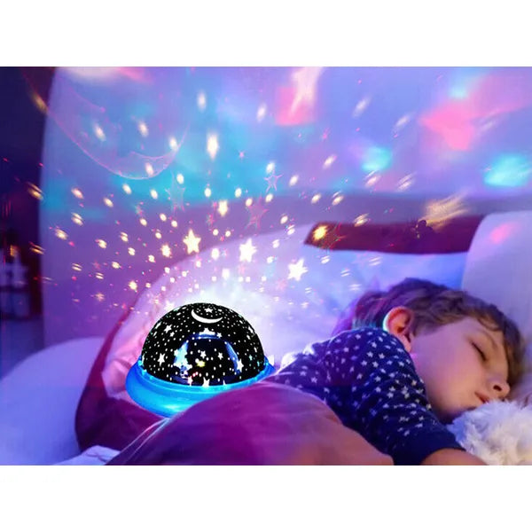 Kerek LED csillag projektor éjszakai lámpa, USB/AAA, 11 cm
