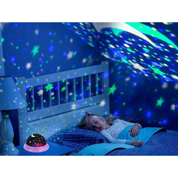 Kerek LED csillag projektor éjszakai lámpa, USB/AAA, 11 cm