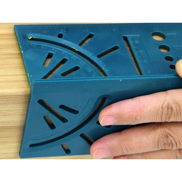 3D japán sarok derékszög mérő sablon, kék műanyag, 7×15,5 cm