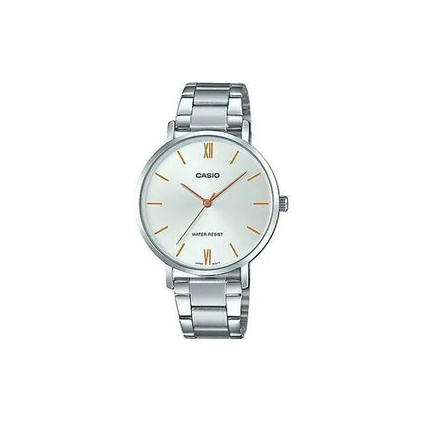Casio LTP-VT01D-7B női karóra ezüst acél szíjjal, Ø40 mm