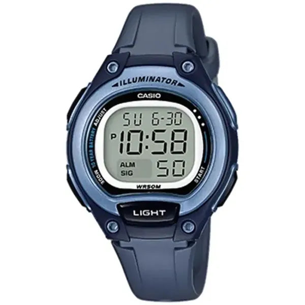 Casio LW-203-2A női digitális karóra, WR50, kék műanyag szíj, LED