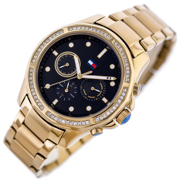 Tommy Hilfiger Brooklyn női karóra – aranyszínű acél, fekete számlap, 41 mm
