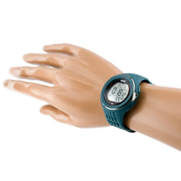 Férfi pulzusmérő sportóra gumiszíjjal, WR100 vízálló, kronográf 47 mm